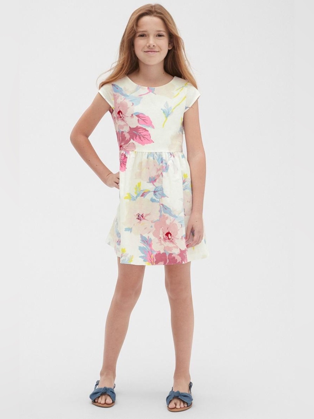 GAP Kids Floral Linen Blend Dress Size S (6-7 Years)
